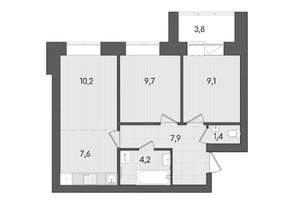 3-к квартира, вторичка, 54м2, 2/9 этаж