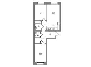 3-к квартира, вторичка, 67м2, 1/7 этаж