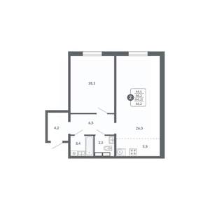 2-к квартира, вторичка, 66м2, 11/17 этаж