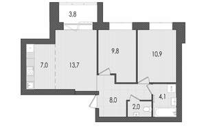3-к квартира, вторичка, 59м2, 9/9 этаж
