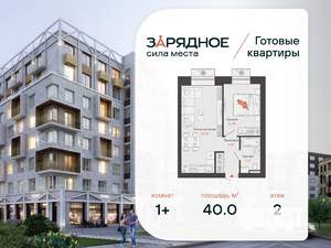 1-к квартира, вторичка, 40м2, 2/6 этаж