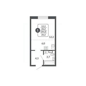 1-к квартира, вторичка, 26м2, 16/17 этаж