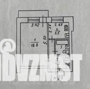 1-к квартира, вторичка, 33м2, 3/5 этаж