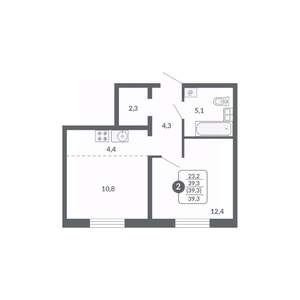 2-к квартира, вторичка, 39м2, 2/17 этаж