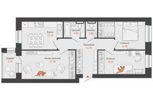 3-к квартира, вторичка, 75м2, 3/8 этаж