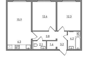 3-к квартира, вторичка, 60м2, 17/17 этаж