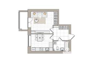 1-к квартира, вторичка, 41м2, 6/6 этаж