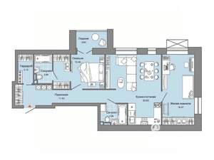 2-к квартира, строящийся дом, 76м2, 6/8 этаж