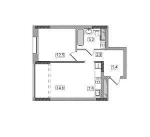2-к квартира, вторичка, 48м2, 4/17 этаж