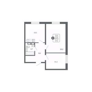 2-к квартира, вторичка, 57м2, 3/17 этаж