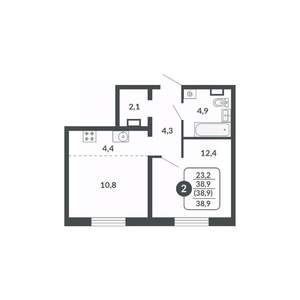 2-к квартира, вторичка, 39м2, 10/17 этаж