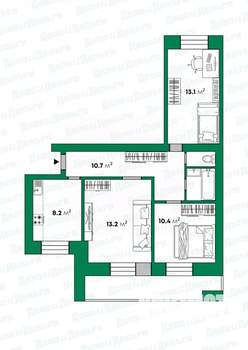 3-к квартира, вторичка, 62м2, 4/9 этаж