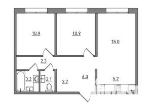 3-к квартира, вторичка, 60м2, 1/16 этаж