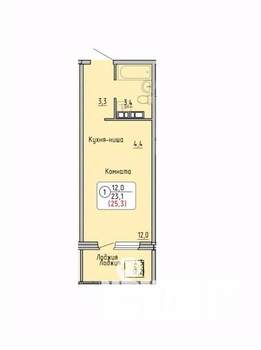 2-к квартира, вторичка, 56м2, 1/14 этаж