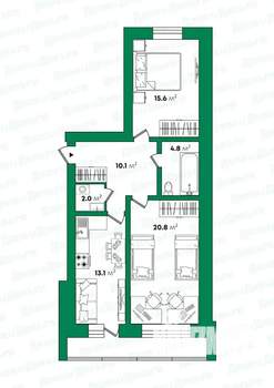3-к квартира, вторичка, 66м2, 1/5 этаж