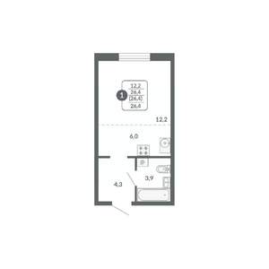 Студия квартира, вторичка, 26м2, 2/17 этаж