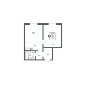 2-к квартира, вторичка, 48м2, 14/17 этаж