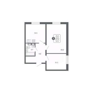 2-к квартира, вторичка, 57м2, 13/17 этаж