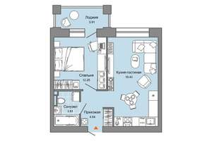 1-к квартира, вторичка, 42м2, 1/8 этаж