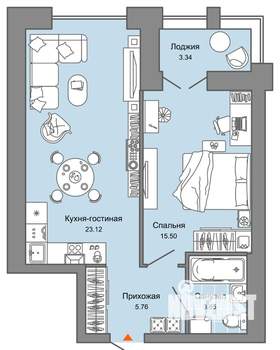 2-к квартира, вторичка, 50м2, 6/9 этаж