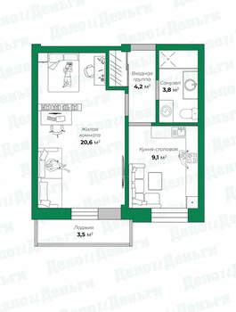 1-к квартира, вторичка, 41м2, 6/14 этаж