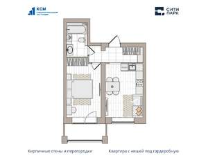 2-к квартира, вторичка, 42м2, 4/7 этаж