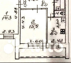 2-к квартира, вторичка, 48м2, 9/9 этаж
