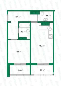 2-к квартира, вторичка, 44м2, 11/16 этаж