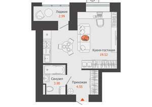 Студия квартира, вторичка, 29м2, 3/12 этаж