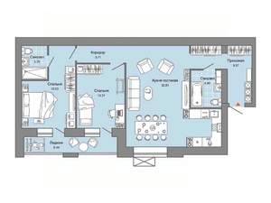 2-к квартира, строящийся дом, 86м2, 1/6 этаж