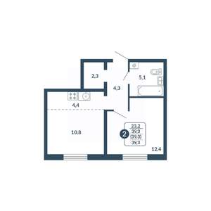 2-к квартира, вторичка, 39м2, 2/17 этаж