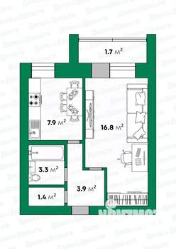 1-к квартира, вторичка, 33м2, 3/6 этаж