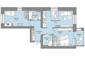 2-к квартира, вторичка, 65м2, 3/8 этаж
