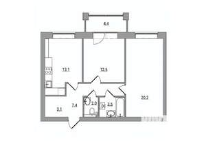 2-к квартира, вторичка, 66м2, 2/6 этаж