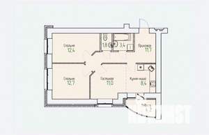 3-к квартира, строящийся дом, 64м2, 2/14 этаж