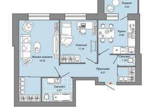 2-к квартира, вторичка, 58м2, 1/8 этаж