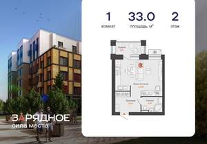 Студия квартира, вторичка, 33м2, 2/8 этаж