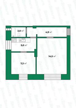 2-к квартира, вторичка, 34м2, 2/2 этаж