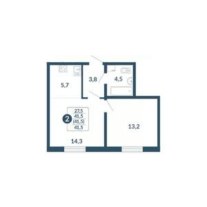 2-к квартира, вторичка, 42м2, 3/17 этаж