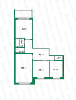 3-к квартира, вторичка, 63м2, 1/9 этаж