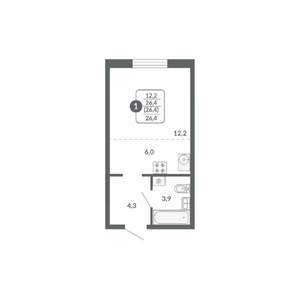 Студия квартира, вторичка, 26м2, 2/17 этаж