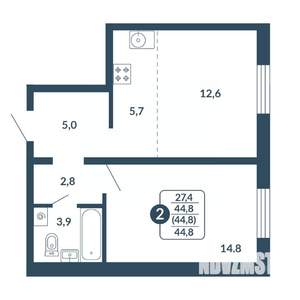 2-к квартира, вторичка, 45м2, 2/17 этаж