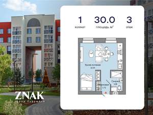 Студия квартира, вторичка, 30м2, 3/4 этаж