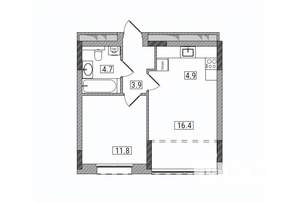 2-к квартира, вторичка, 42м2, 17/17 этаж