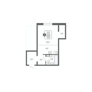 1-к квартира, вторичка, 30м2, 12/17 этаж