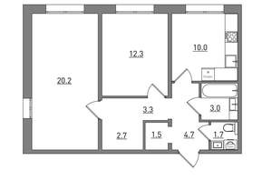 2-к квартира, вторичка, 59м2, 9/16 этаж