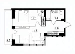 1-к квартира, вторичка, 39м2, 4/11 этаж
