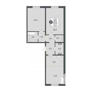 3-к квартира, вторичка, 83м2, 11/17 этаж