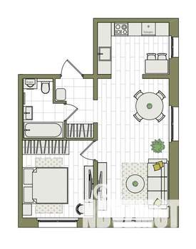 2-к квартира, вторичка, 45м2, 1/17 этаж