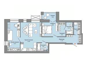 2-к квартира, строящийся дом, 78м2, 8/8 этаж